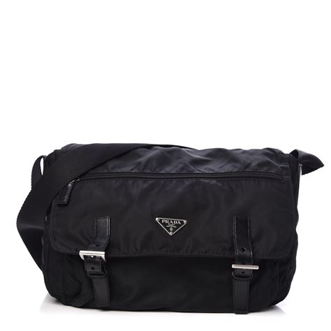 prada tessuto nylon messenger bag black|Prada Messenger bag sale.